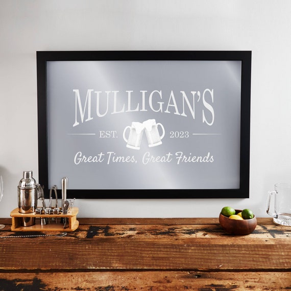 Personalized bar mirror deals