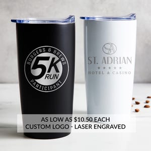 Bulk Custom Engraved Stainless Steel Tumblers with Logo by Lifetime Creations: Promotional Coffee Travel Mugs, Christmas Gifts for Employees