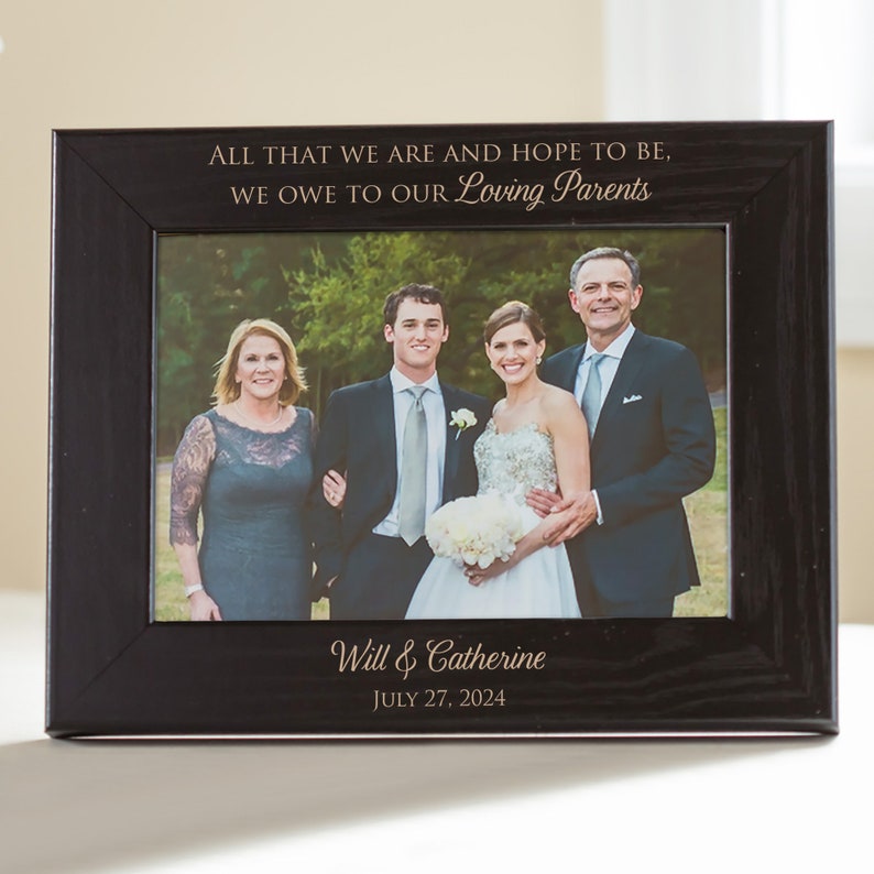 Personalized Parents of the Bride & Groom Picture Frame Black by Lifetime Creations: Engraved Wedding Frame Gift Parents SHIPS FAST image 6