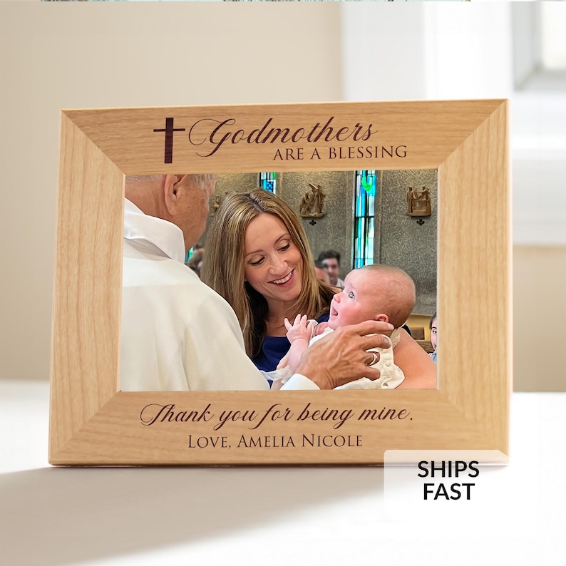 Personalized Godmother Picture Frame: Custom Engraved Godmother Gift, Regalo de Madrina, ENGRAVED IN USA by Lifetime Creations zdjęcie 1