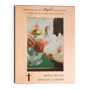 Personalized Baptism Picture Frame by Lifetime Creations: Engraved Baby Baptism Gift for Boy or Girl, Bautizo Regalo, Christening Baptismal Portrait (vertical)
