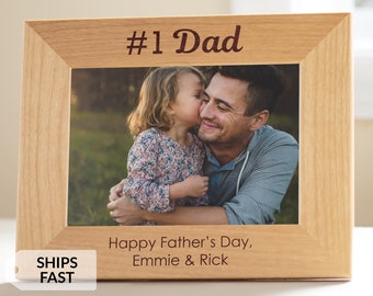Engraved Personalized #1 Dad Picture Frame by Lifetime Creations:  Father's Day Gift Present Idea, Gift for Dad, New Dad, SHIPS FAST