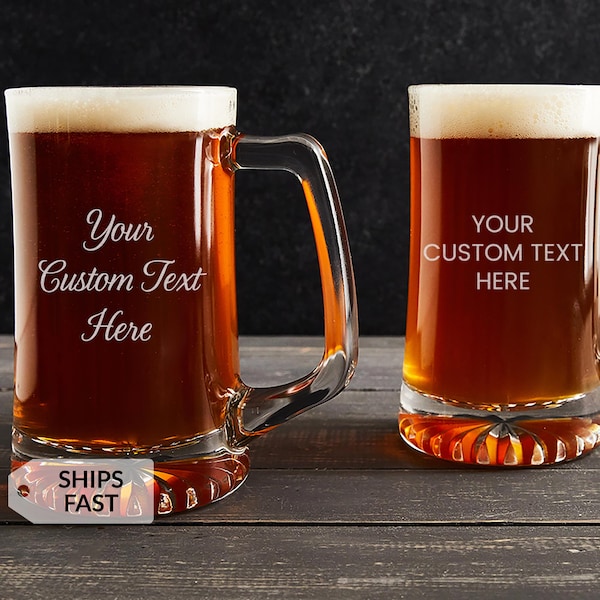 Create Your Own Custom Engraved Beer Mug by Lifetime Creations: Large 25 oz Personalized Beer Mug, Gift for Him, Gift for Dad, SHIPS FAST