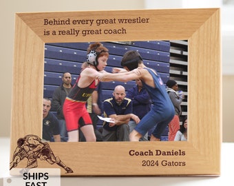Personalized Wrestling Coach Picture Frame by Lifetime Creations: Wrestling Coach Gift, Youth Wrestling Coach Frame Gift Ideas, SHIPS FAST