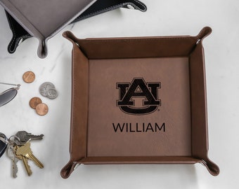 Personalized Auburn Tigers Valet Tray by Lifetime Creations: Officially Licensed Men's Catchall Dresser Organizer Gift for Football Fan Alum