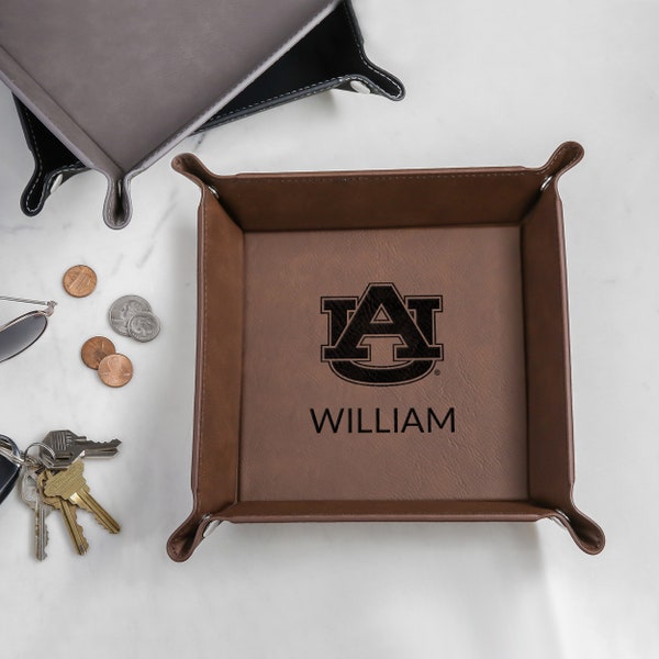 Personalized Auburn Tigers Valet Tray by Lifetime Creations: Officially Licensed Men's Catchall Dresser Organizer Gift for Football Fan Alum