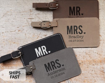 Personalized Mr and Mrs Luggage Tags Pair of 2 by Lifetime Creations: Wedding Engagement Gift, Honeymoon Luggage Travel Tags for Newlyweds