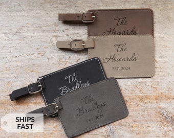 Pair of 2 Personalized Wedding Luggage Tags by Lifetime Creations: Bride and Groom Personalized Wedding Gift, Vegan Leather SHIPS FAST