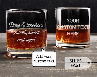 Vaso de whisky personalizado grabado de Lifetime Creations: Vaso de whisky personalizado de 290 ml, vaso para cóctel o bourbon, regalo para padrinos de boda.
