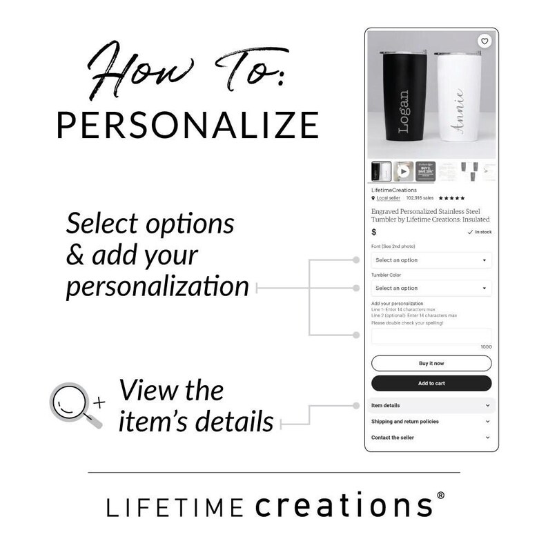 Custom Engraved Stainless Steel Coffee Tumbler by Lifetime Creations: Personalized Coffee Mug, Personalized Coffee Travel Mug SHIPS FAST afbeelding 3