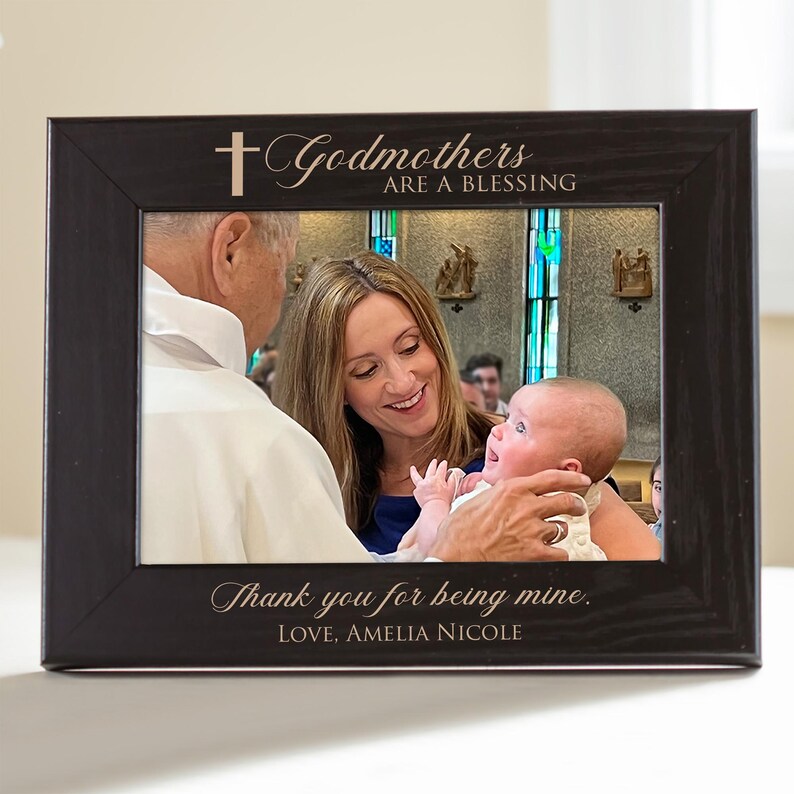 Personalized Godparent Picture Frame (Black): Personalized Godmother Gift, Personalized Godfather Gift, Gifts for Godparents, MADE IN USA image 8