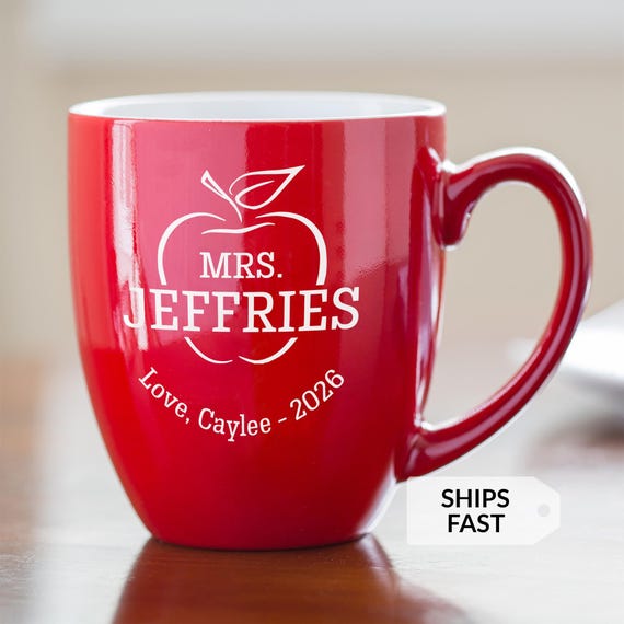 Engraved Personalized Teacher Coffee Mug by Lifetime Creations: 16 oz, Personalized Thank You Teacher Chrismas Gifts, Teacher Gifts
