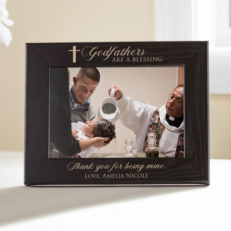 Personalized Godparent Picture Frame (Black): Personalized Godmother Gift, Personalized Godfather Gift, Gifts for Godparents, MADE IN USA image 7