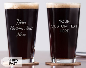 Create Your Own Custom Engraved Pint Glass by Lifetime Creations: 16 oz Personalized Pint Glass, Beer Glass, Gift for Him, SHIPS FAST