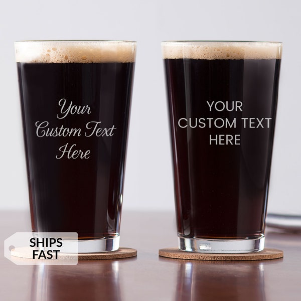 Create Your Own Custom Engraved Pint Glass by Lifetime Creations: 16 oz Personalized Pint Glass, Beer Glass, Gift for Him, SHIPS FAST