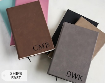 Personalized Monogrammed Journal by Lifetime Creations: Vegan Leather Custom Notebook Journal, Gift for Employees, Hardcover Notepad