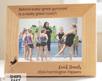 Personalized Gymnastics Coach Picture Frame: Engraved Gymnastics Coach Gift, Youth Gymnastics Coach Frame Gift Ideas, Thank You Gift Gymnast