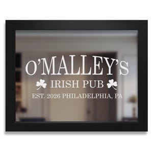 Personalized Bar Mirror – Engraved Irish Pub Bar Mirror with Shamrocks, Home Bar & Man Cave Decor