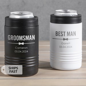 Engraved Personalized Groomsman Can Cooler by Lifetime Creations: Groomsmen Gifts, Stainless Steel Beer Bottle Holder, BULK DISCOUNT