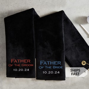 Personalized Father of the Bride or Father of Groom Golf Towel by Lifetime Creations: Embroidered Father of Bride Groom Wedding SHIPS FAST image 1