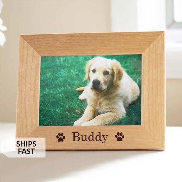 Personalized Dog Picture Frame by Lifetime Creations: Engraved Paw Print, Personalized Pet Picture Frame, Pet Memorial Frame, SHIPS FAST