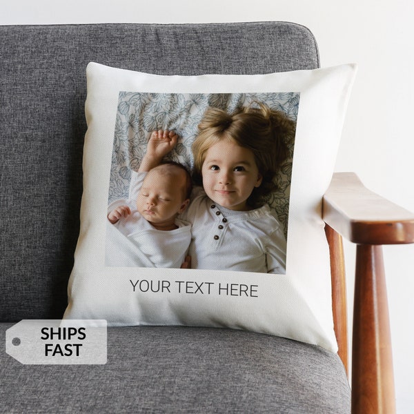 Custom Photo Pillow by Lifetime Creations: 16" Create Your Own Throw Pillow, Cover & Insert, Add Text Picture Personalized Mother's Day Gift