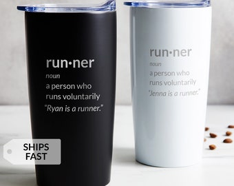 Engraved Personalized Runner Tumbler by Lifetime Creations: Coffee Travel Mug, Funny Gift for Runners, Marathoner, Running Gifts, SHIPS FAST