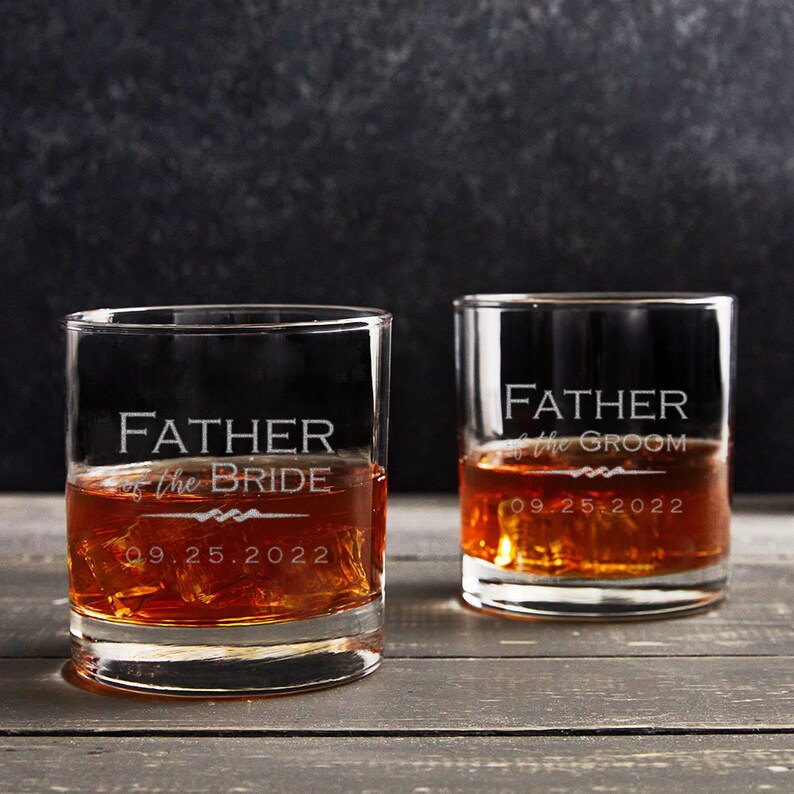 Engraved Personalized Father of the Bride or Father of the Groom Whiskey Glass by Lifetime Creations: Wedding Gift, Rocks Glass, SHIPS FAST 