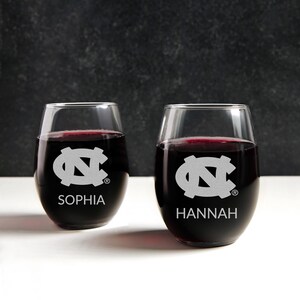 Personalized North Carolina Tar Heels Stemless Wine Glass Tumbler by Lifetime Creations: Officially Licensed UNC Gifts, Tarheels Graduation image 4