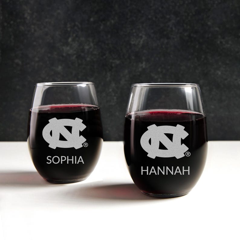 Personalized North Carolina Tar Heels Stemless Wine Glass Tumbler by Lifetime Creations: Officially Licensed UNC Gifts, Tarheels Graduation image 4