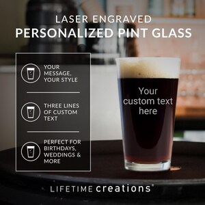 Personalized Pint Glass – Custom Engraved Beer Glass, Create Your Own Text, Groomsmen Gift, Custom Glassware Made in USA image 3