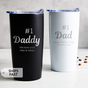 Engraved Personalized #1 Dad Tumbler by Lifetime Creations: Father's Day Gift for Dad, Stainless Insulated Coffee Travel Mug, SHIPS FAST