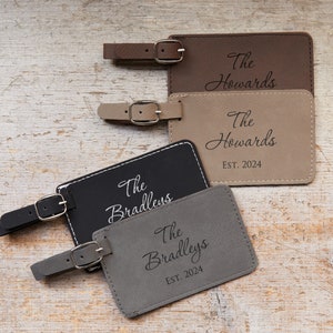 Pair of 2 Personalized Wedding Luggage Tags by Lifetime Creations: Bride and Groom Personalized Wedding Gift, Vegan Leather SHIPS FAST image 8