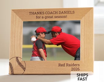 Personalized Baseball Coach Picture Frame by Lifetime Creations: Custom Engraved Baseball Coach Gift for Coaches, Hardwood, ENGRAVED IN USA
