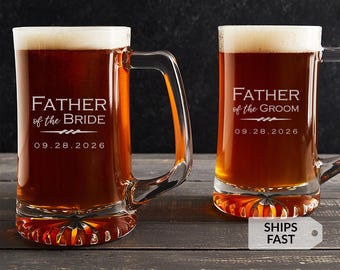 Jarra de cerveza personalizada para el padre del novio o de la novia de Lifetime Creations: Regalos grabados para el padre de la novia o del novio. Hecho en EE. UU.