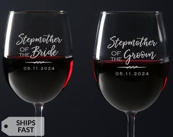 Engraved Personalized Stepmother of the Bride or Groom Wine Glass by Lifetime Creations: Gift for Stepmom, Bonus Mom Wedding Idea SHIPS FAST