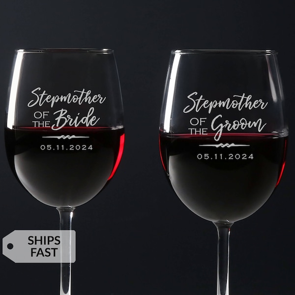 Engraved Personalized Stepmother of the Bride or Groom Wine Glass by Lifetime Creations: Gift for Stepmom, Bonus Mom Wedding Idea SHIPS FAST