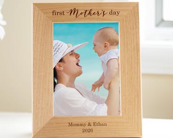Custom First Mother's Day Picture Frame by Lifetime Creations: Hardwood Frame, New Mom Gift, First Mothers Day Gifts ENGRAVED IN USA