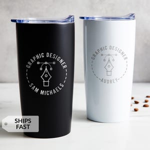 Engraved Personalized Graphic Designer Tumbler by Lifetime Creations: Gift for Illustrator, Visual Designer, Creative Director Travel Mug imagem 1