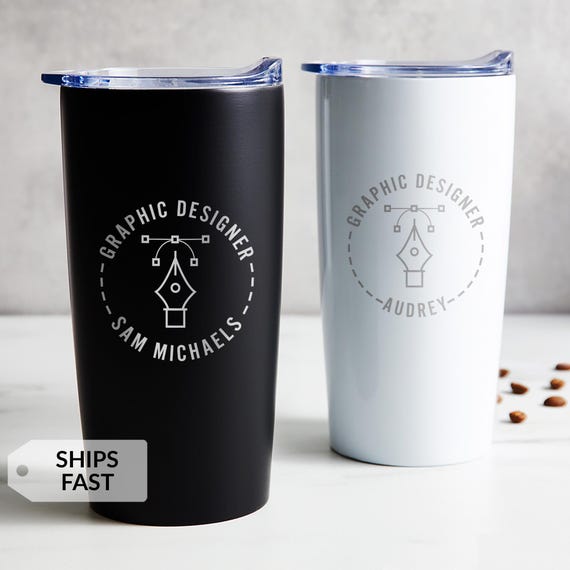 Engraved Personalized Graphic Designer Tumbler by Lifetime Creations: Gift for Illustrator, Visual Designer, Creative Director Travel Mug
