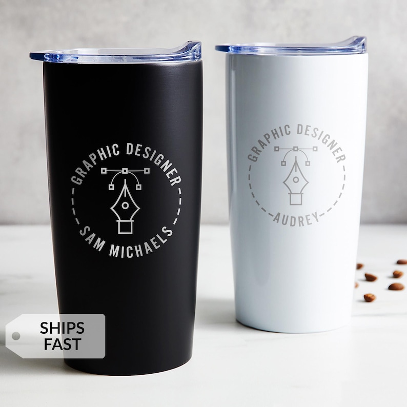 Engraved Personalized Graphic Designer Tumbler by Lifetime Creations: Gift for Illustrator, Visual Designer, Creative Director Travel Mug imagem 1