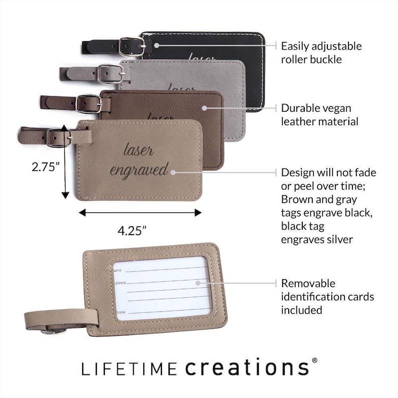 Personalized Mr and Mrs Luggage Tags by Lifetime Creations: Wedding Luggage Tags, Honeymoon Gifts, Wedding Anniversary Gifts ENGRAVED IN USA image 9