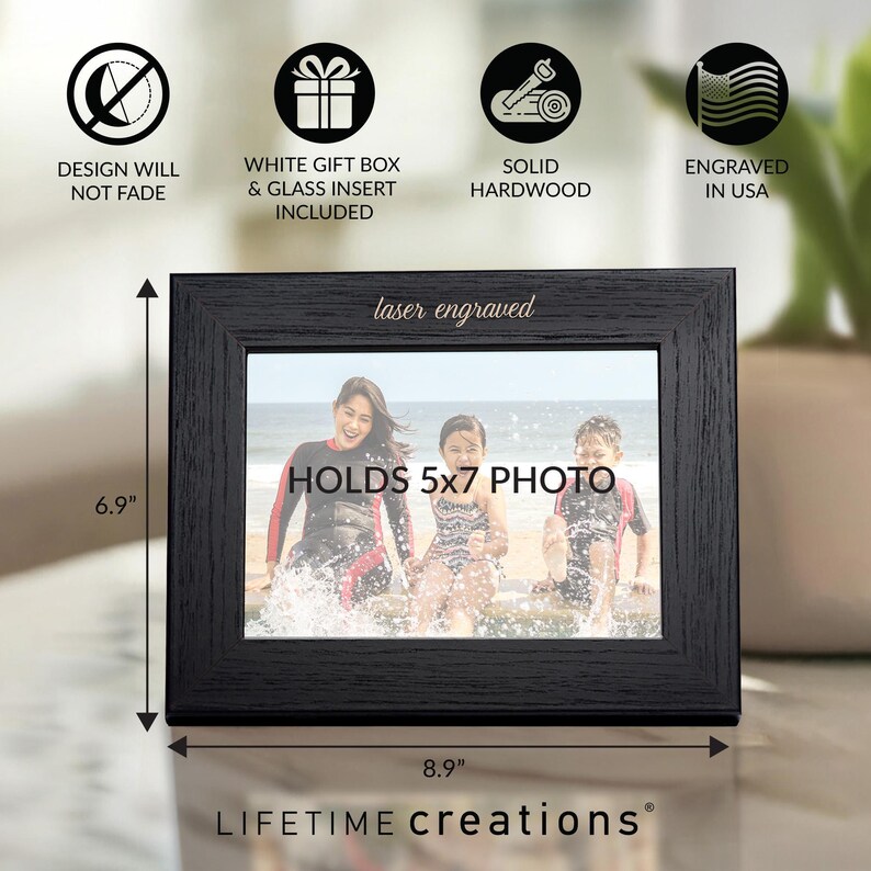 Personalized Picture Frame With Custom Text & Font (black) by Lifetime ...