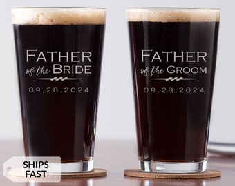 Engraved Personalized Father of the Bride or Father of the Groom Pint Glass by Lifetime Creations: Wedding Gift for Father Dad SHIPS FAST