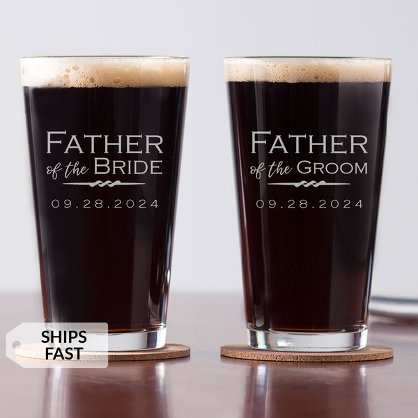 Engraved Personalized Father of the Bride or Father of the Groom Pint Glass by Lifetime Creations: Wedding Gift for Father Dad SHIPS FAST