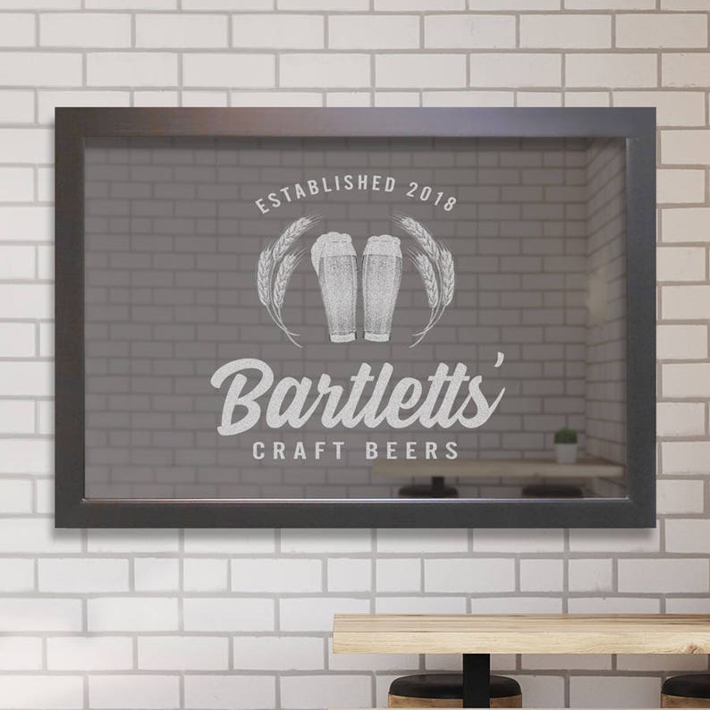 Personalized Bar Mirror Craft Beer Large Custom Engraved Personalized Bar Mirror Craft Beer