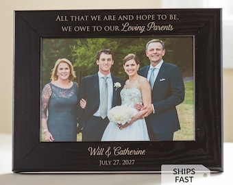 Personalized Parents of the Bride & Groom Picture Frame (Black) by Lifetime Creations: Engraved Wedding Gift for Parents, MADE IN USA