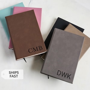 Personalized Monogrammed Journal by Lifetime Creations: Vegan Leather Custom Notebook Journal, Gift for Employees, Hardcover Notepad