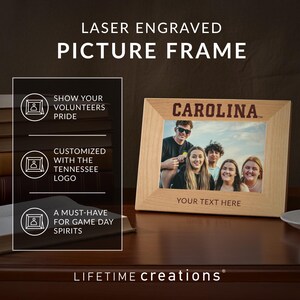 Personalized UNC Tar Heels 5x7 Wood Picture Frame by Lifetime Creations: Engraved UNC Gift, Licensed University of North Carolina Home Decor image 2
