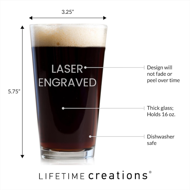 Personalized Best Dad Ever Pint Glass by Lifetime Creations: Father's Day Gifts, Beer Glass Gifts for Dad Birthday, MADE IN USA image 5
